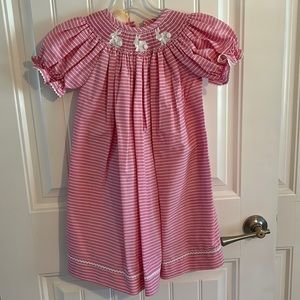 Girls smocked cotton bunny dress